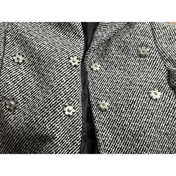 𝅺A. Byer women's gray snap front lined coat size Medium wide sleeves, tie - Picture 4 of 8